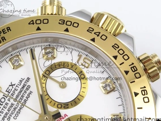 0204 Daytona 116523 SS YG VRF 1:1 Best Edition White Diamonds Dial on SS YG Bracelet A Premium 1644